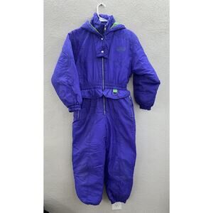 New Moves Sport Childrens Snowsuit Bibs Size 14 Purple One-Piece Retro Vintage